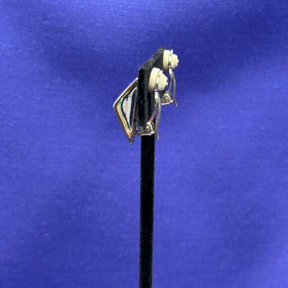 Givenchy VTG Two-Tone Silver/Gold-Tone Clip-On Earrings - Picture 7 of 15